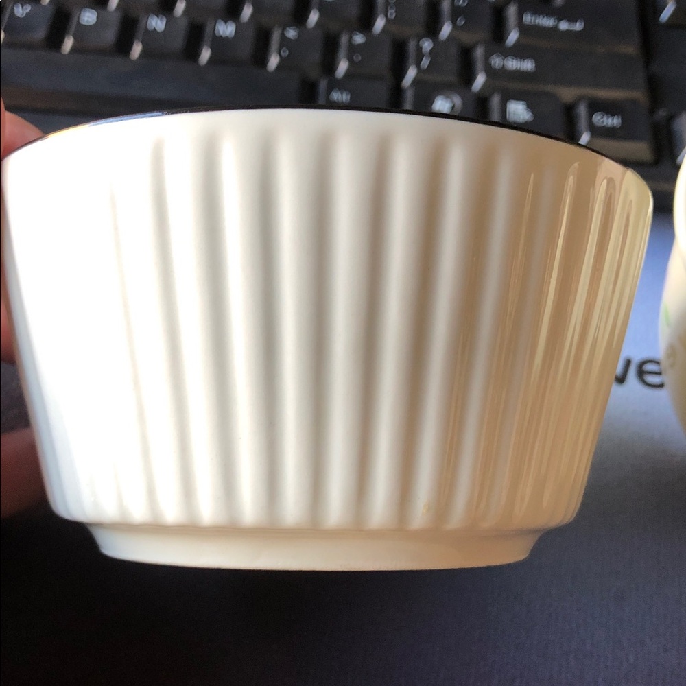 Ivory Ceramic Bowl with Black Rim